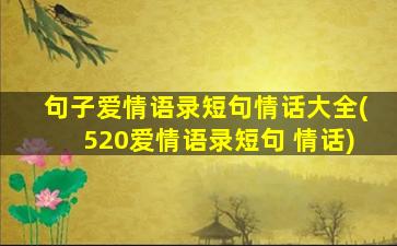 句子爱情语录短句情话大全(520爱情语录短句 情话)